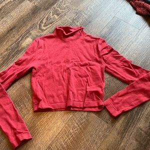 Red turtleneck crop top